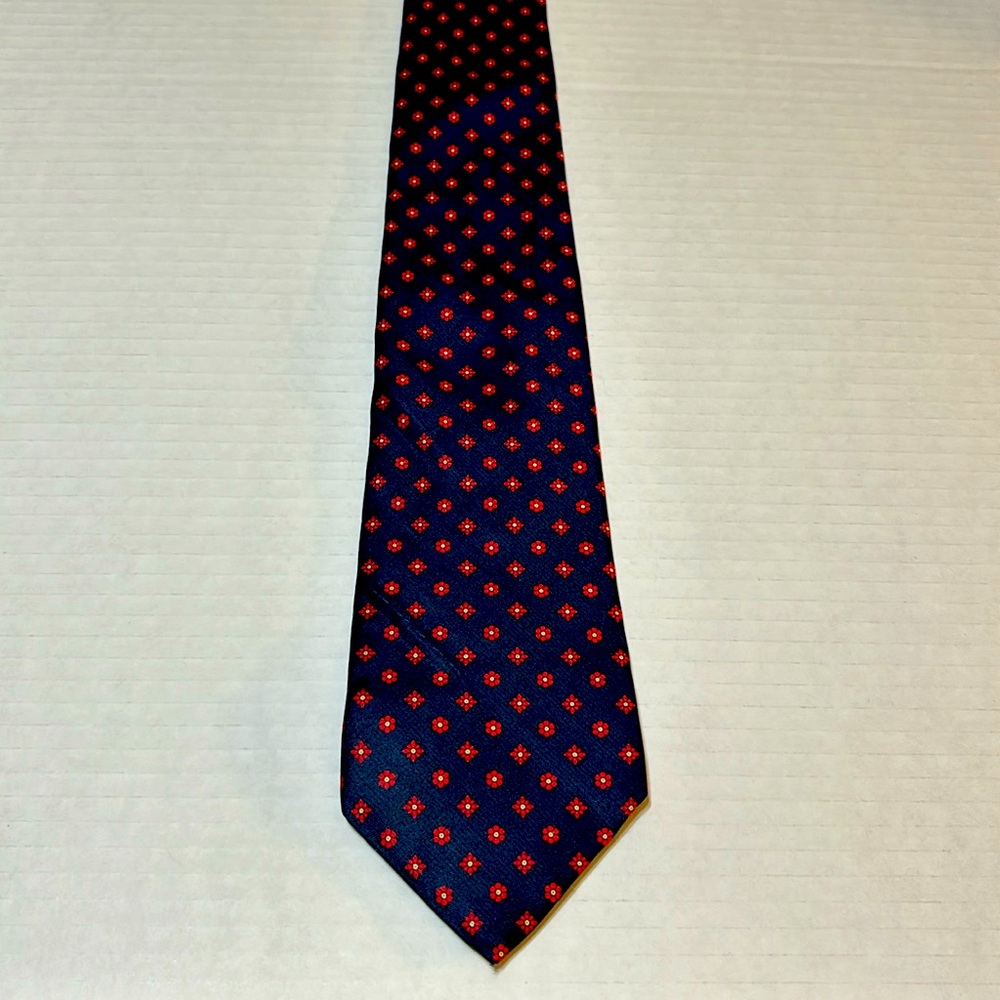 Gant 100% Silk Tie Navy Blue Red Floral Patterns